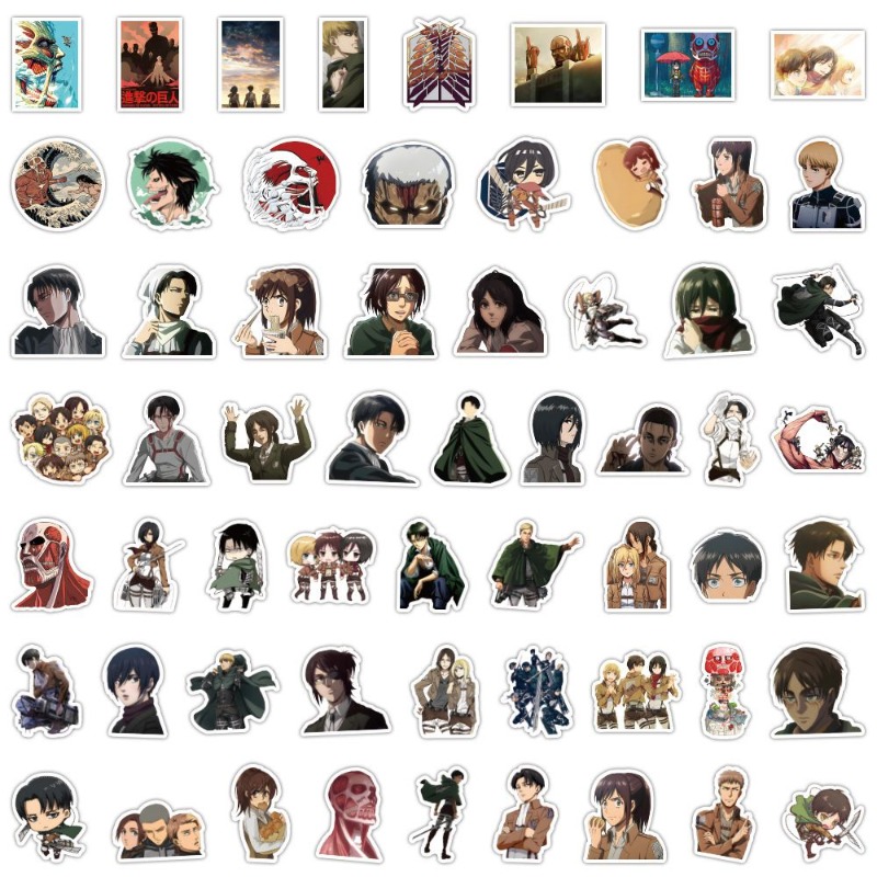 Wall Sticker - 60枚入り 進撃の巨人 アニメステッカー かわいい 防水デカール DIYデコレーション