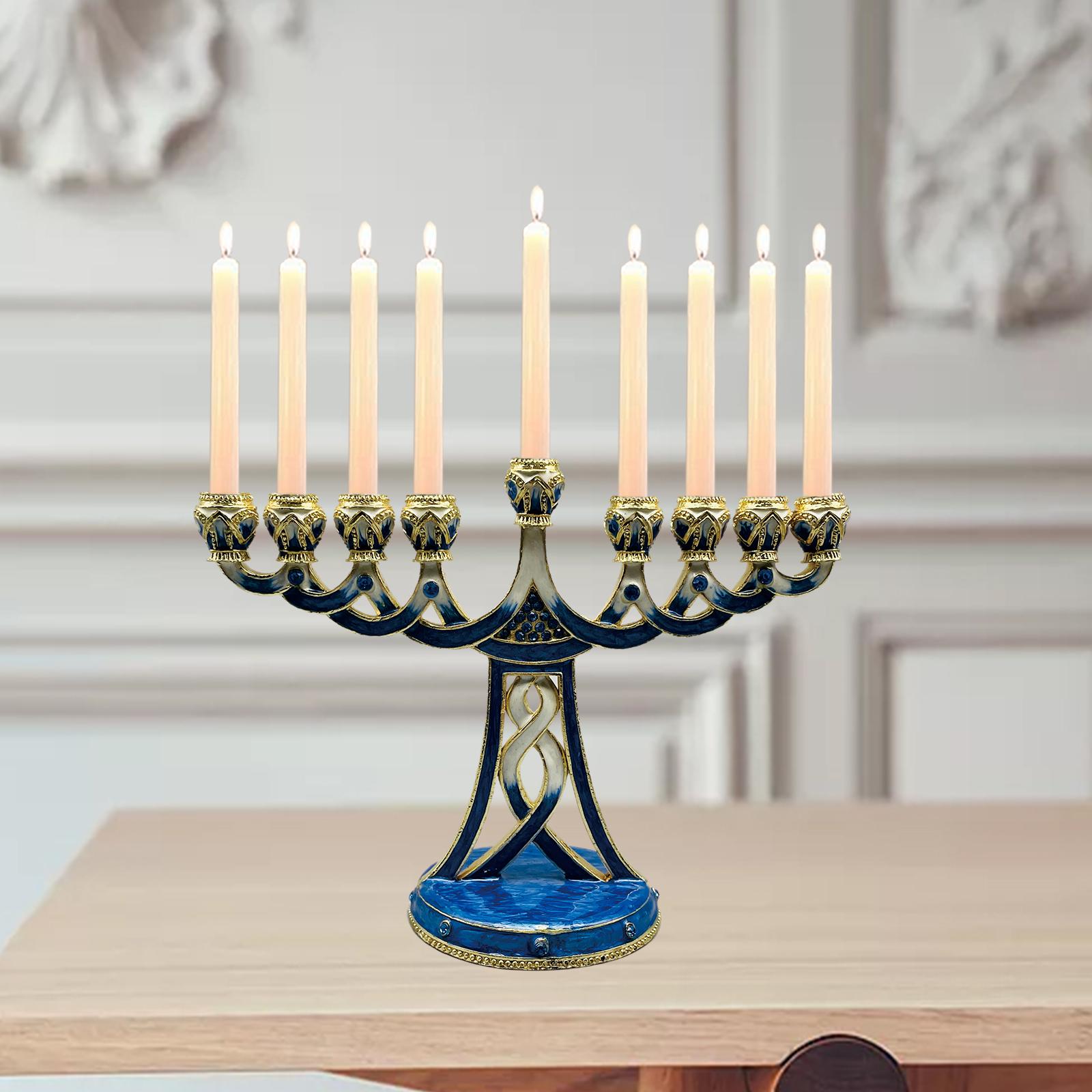 エナメル加工のメノラー型キャンドルホルダー、アンティーク調、 - Candle Holder Decor のレビューと価格