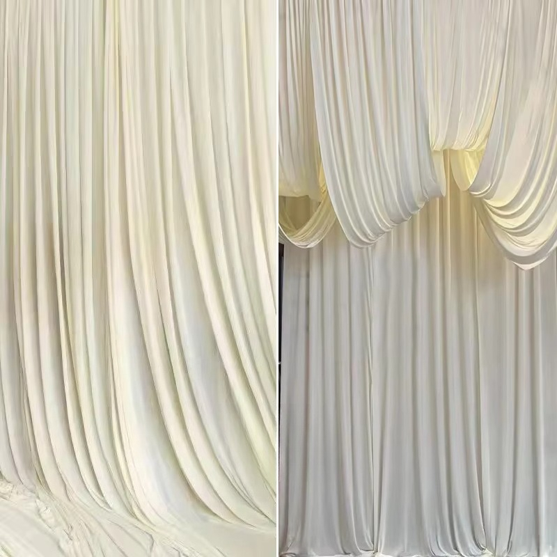 白いコーヒーミルクシルクストレッチ生地。クリーム色のウェディ - Curtain Curtain のレビューと価格