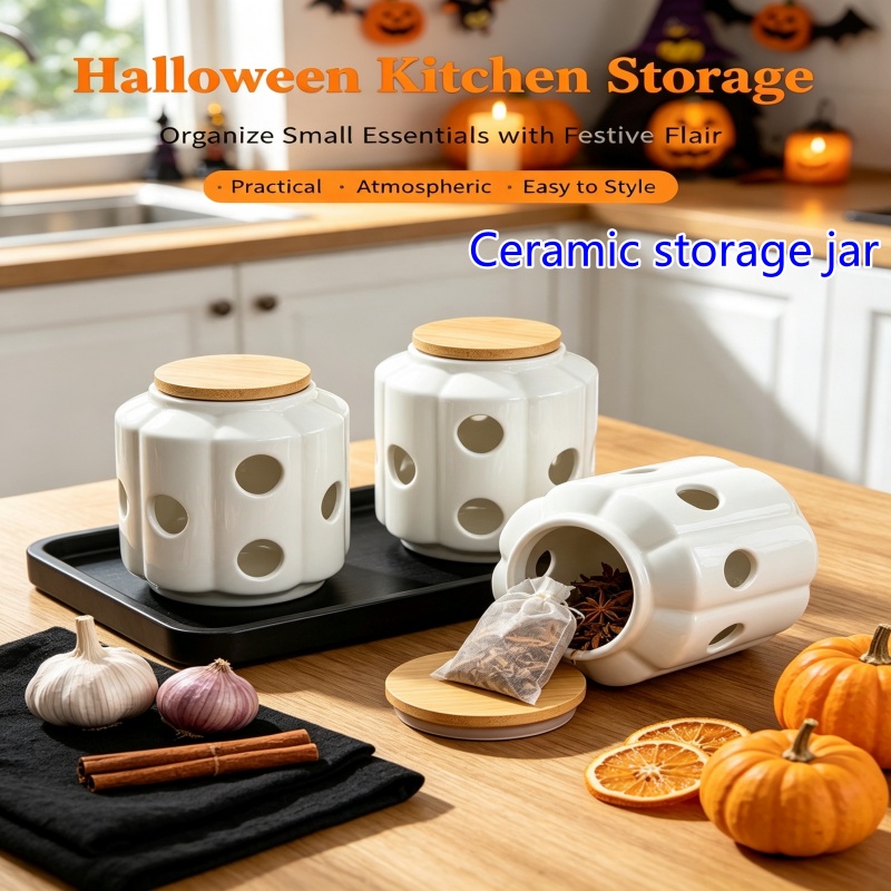 北欧風の新しいセラミック製収納瓶、ハロウィーンのキャンドルホ - Candle Holder Decor のレビューと価格