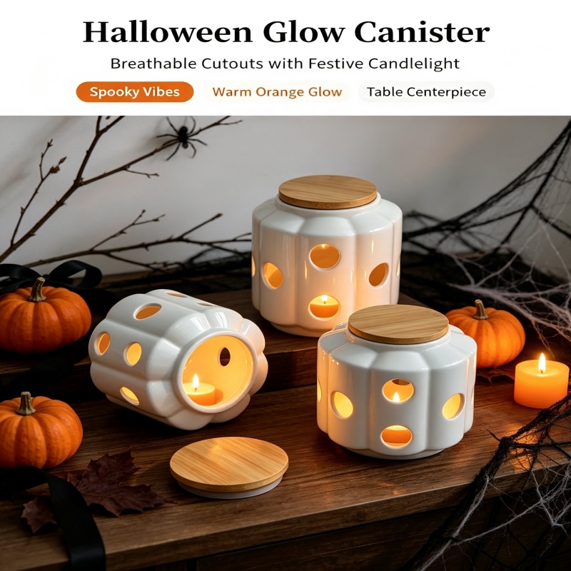 北欧風の新しいセラミック製収納瓶、ハロウィーンのキャンドルホ - Candle Holder Decor のレビューと価格