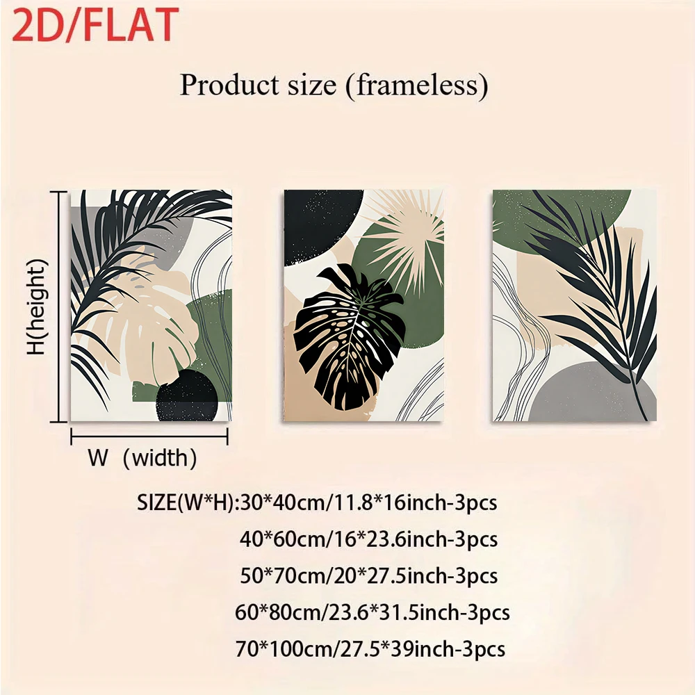 複数のサイズ展開、フレームなしのキャンバス絵画3点セット。モ - Abstract Canvas Set のレビューと価格