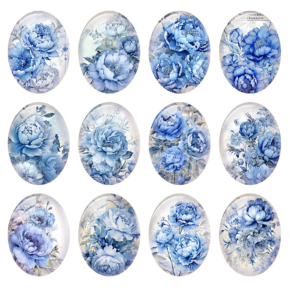 ランダムミックス ラウンド/オーバル/スクエア ブルーピオニ - Vase Decor のレビューと価格