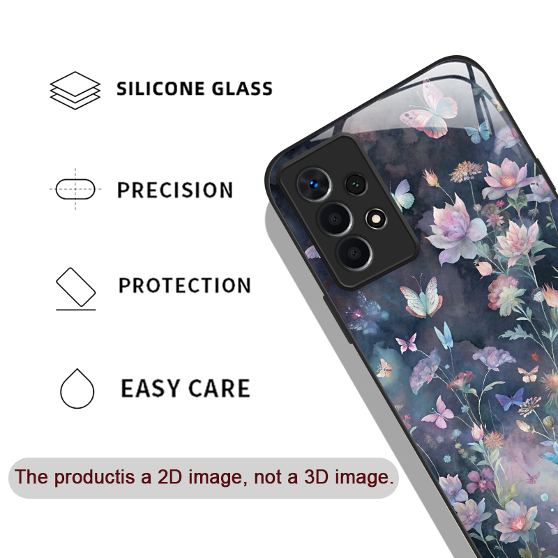 ヴィンテージ風花柄蝶々フラワーデザイン強化ガラス製スマホケー - Vase Decor のレビューと価格