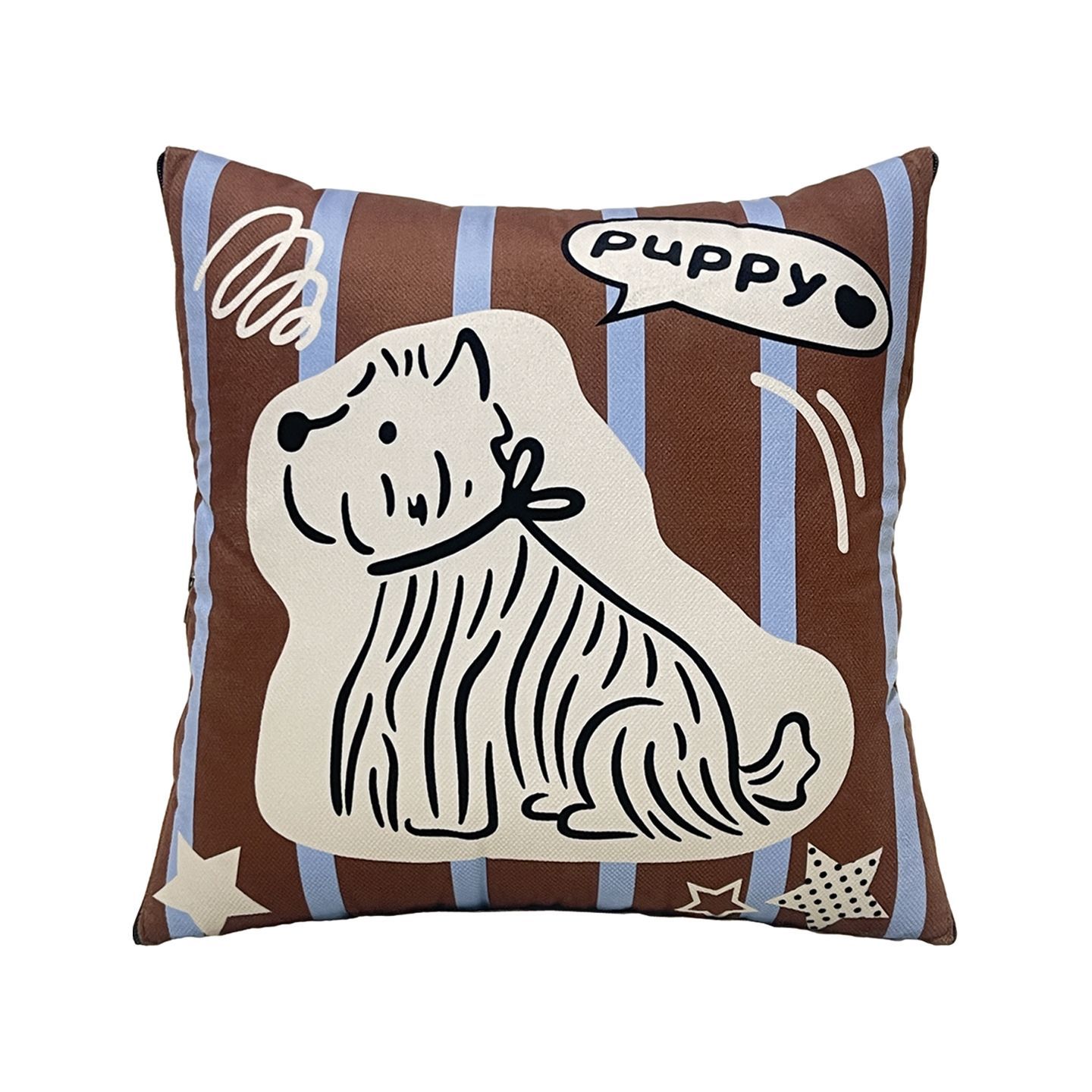 かわいい犬柄のストライプ柄ピローブランケット。家庭用ソファや - Throw Pillow のレビューと価格